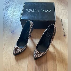 White House Black Market Leopard Patent Leather Heel, Size 8